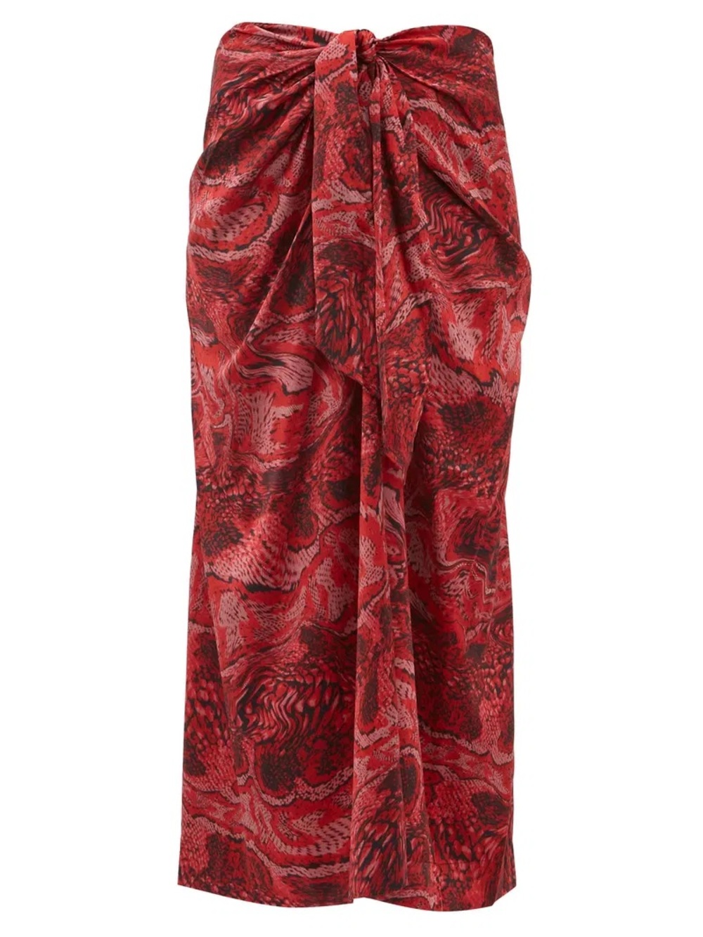 Ganni Red Printed Midi Sarong Skirt